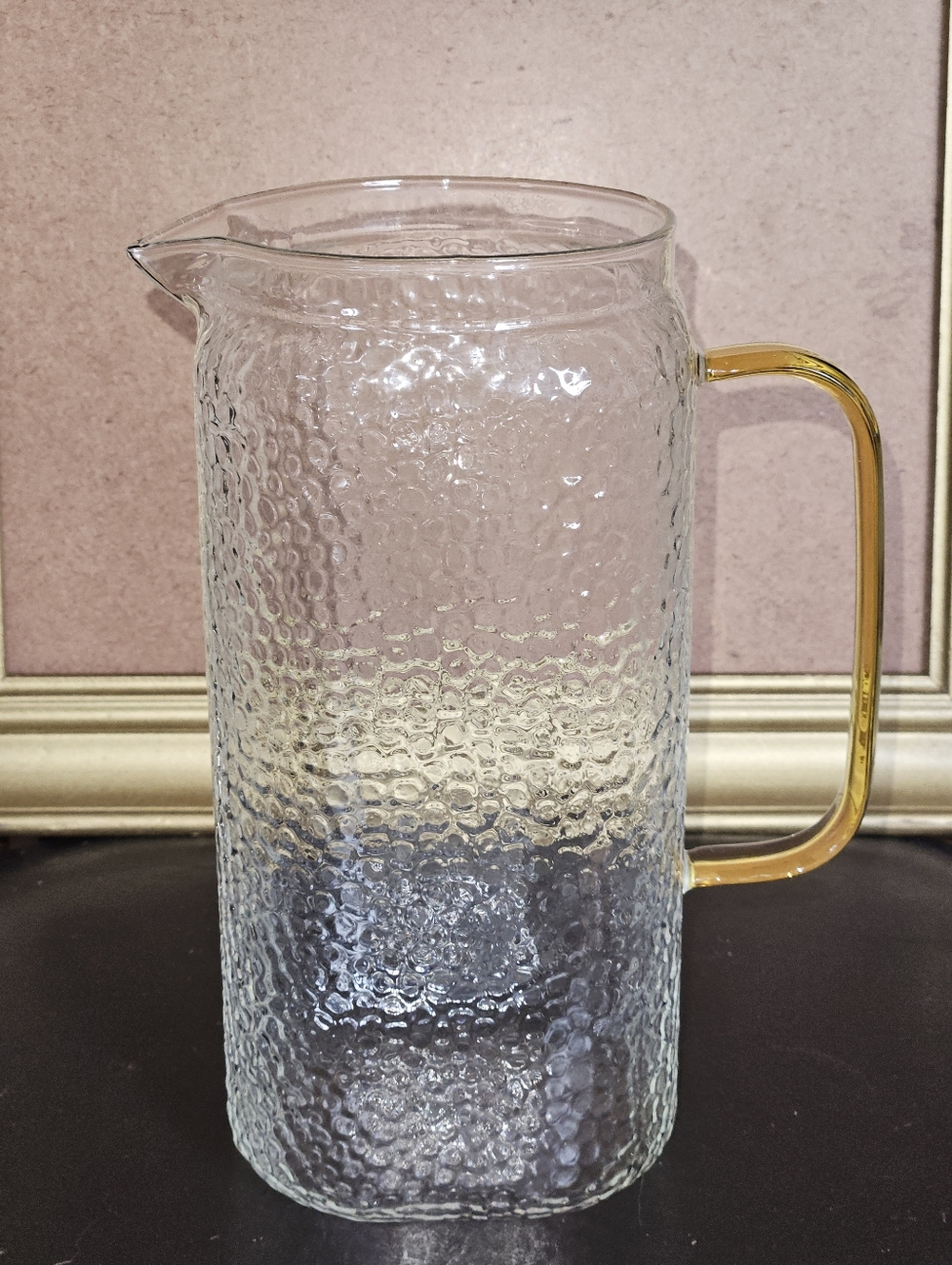 Vintage Littala Hopla Pitcher Textured Raindrop Design & Gold Handle
